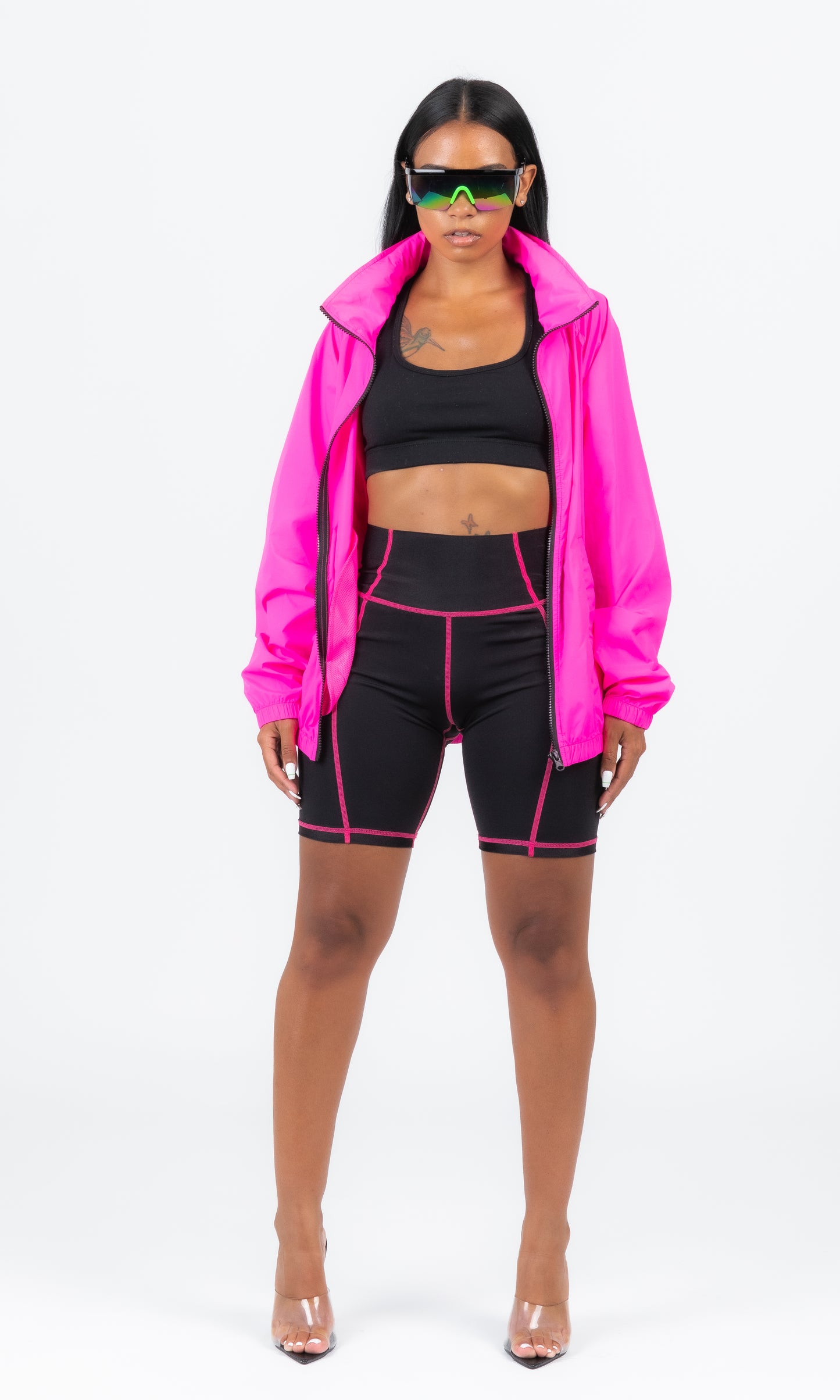 PINK SCUBA STICHED BIKER SHORTS