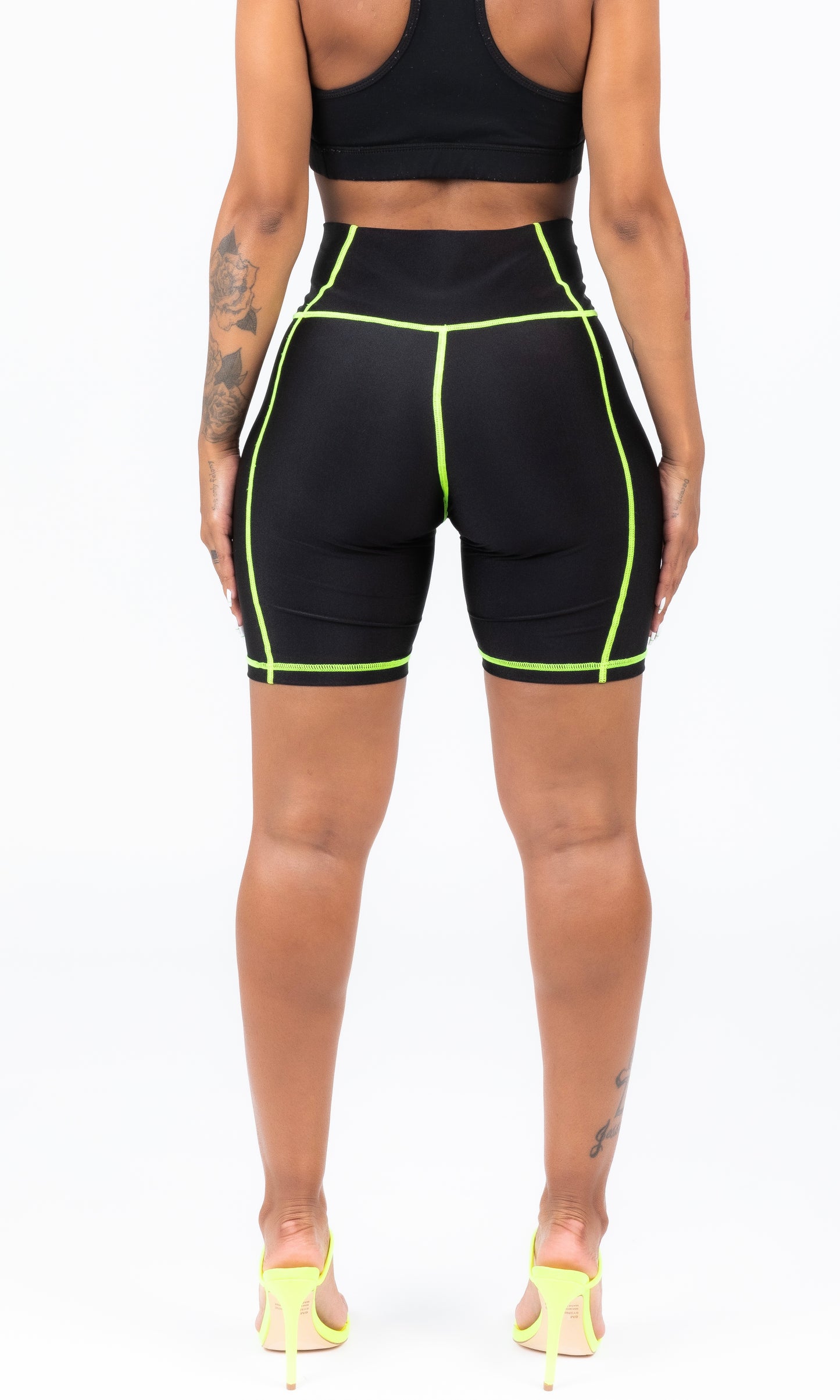 GREEN SCUBA STICHED BIKER SHORTS