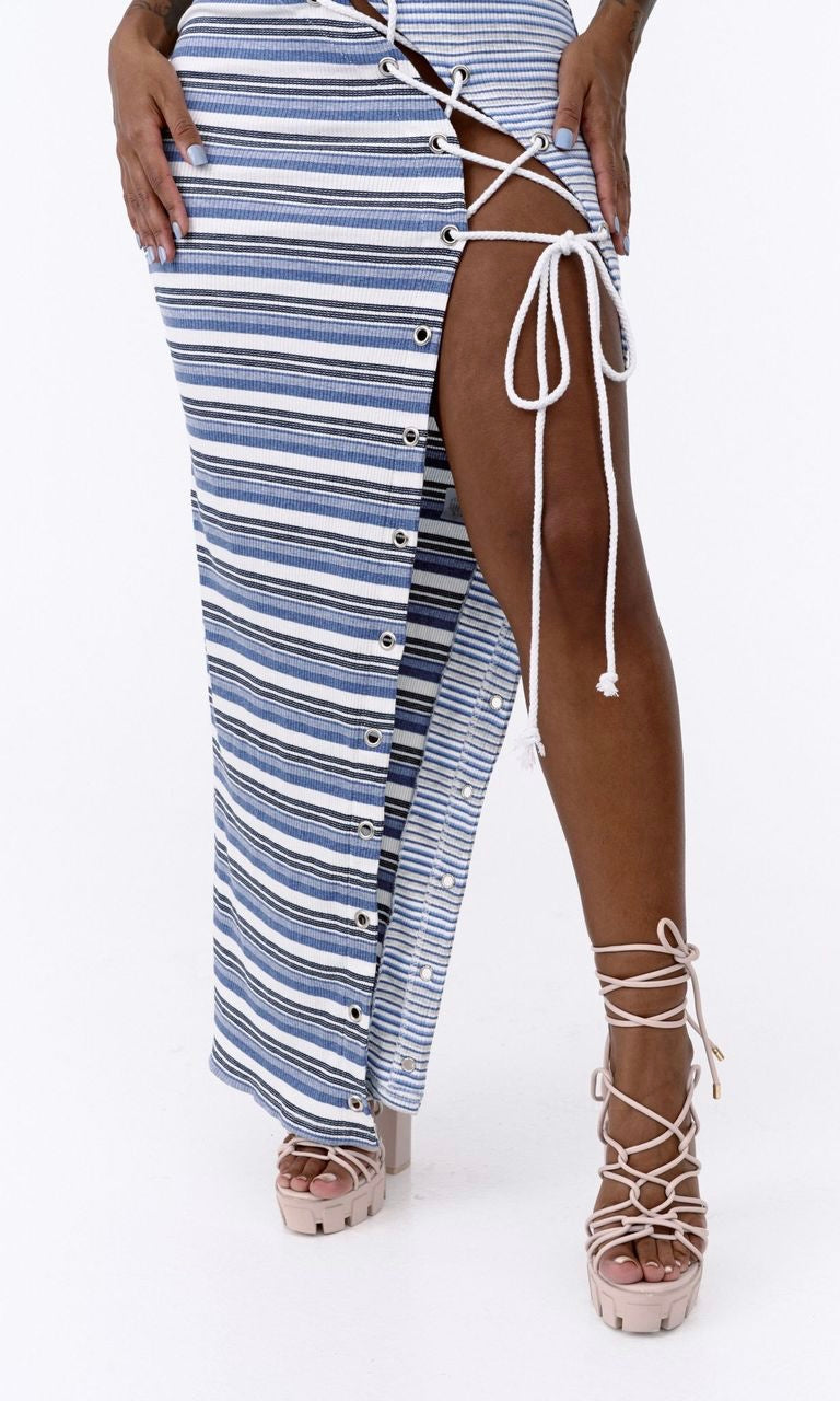 STRINGS + STRIPES DRESS (BLUE)