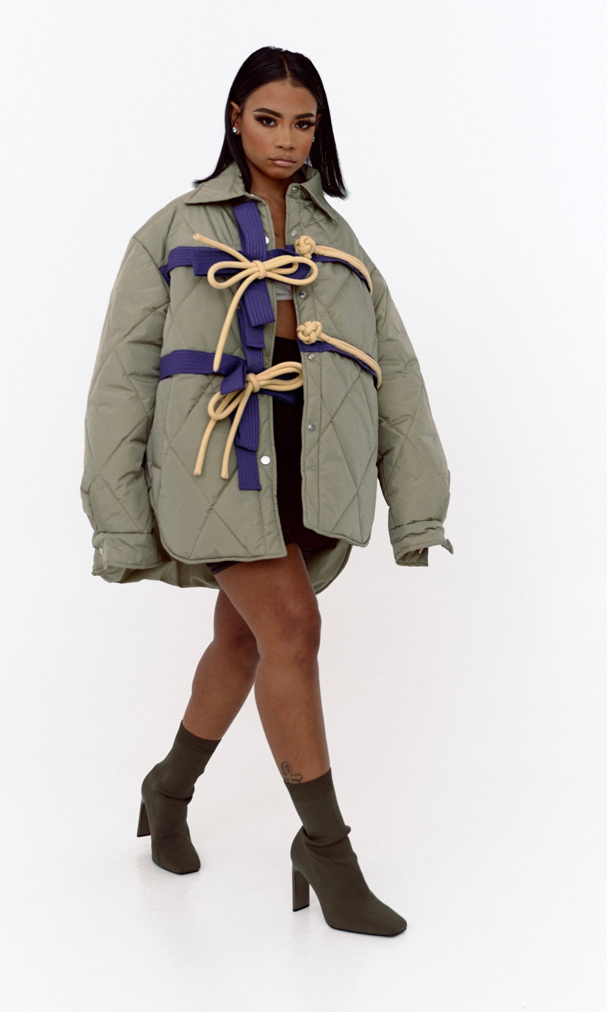 BOYFRIEND BOW JACKET (OLIVE)