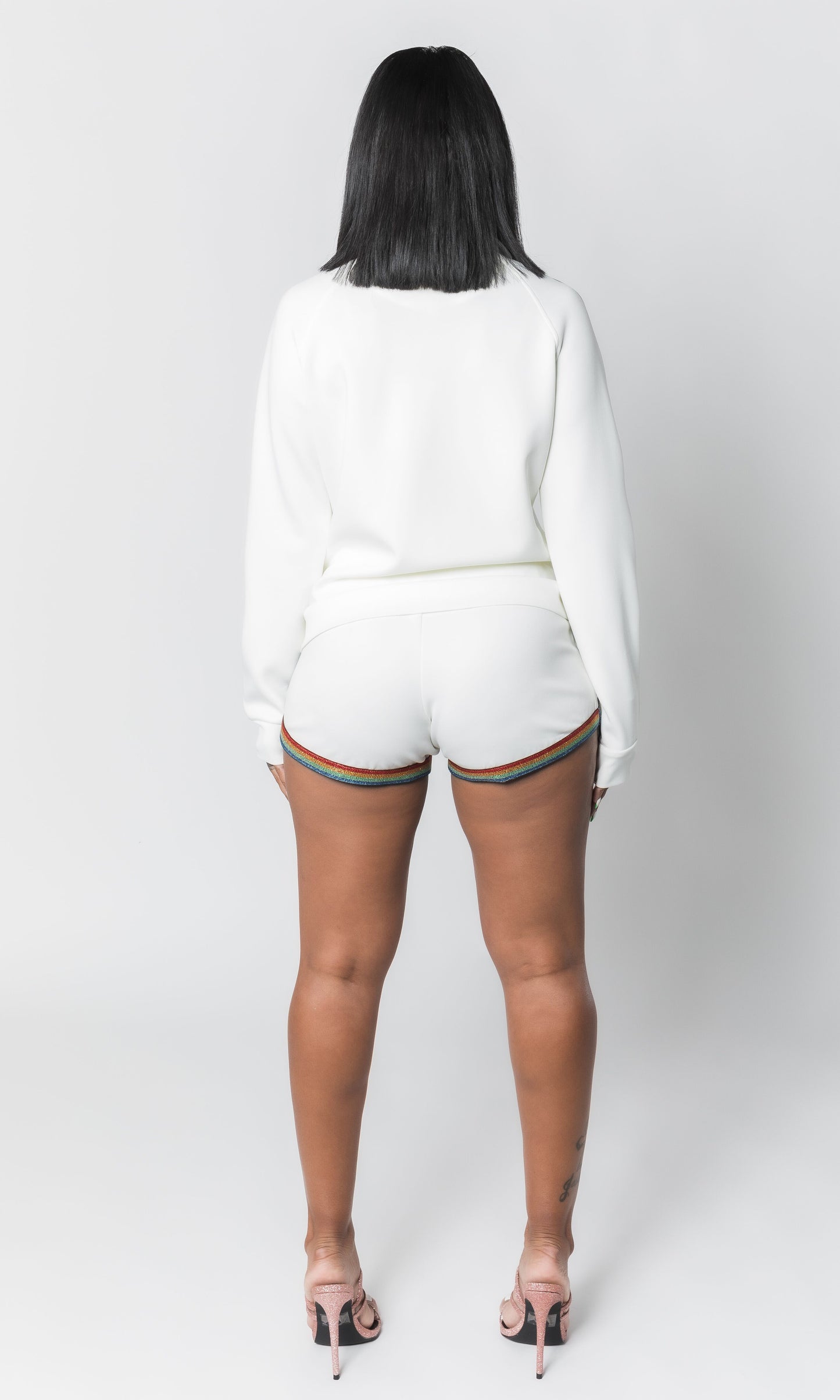 RAINBOW DOPEGIRL SHORT SET (WHITE)