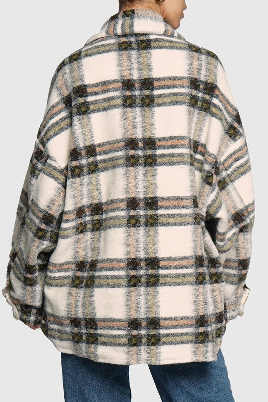 MIDI BOYFRIEND PLAID JACKET (CREAM)