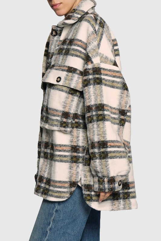 MIDI BOYFRIEND PLAID JACKET (CREAM)