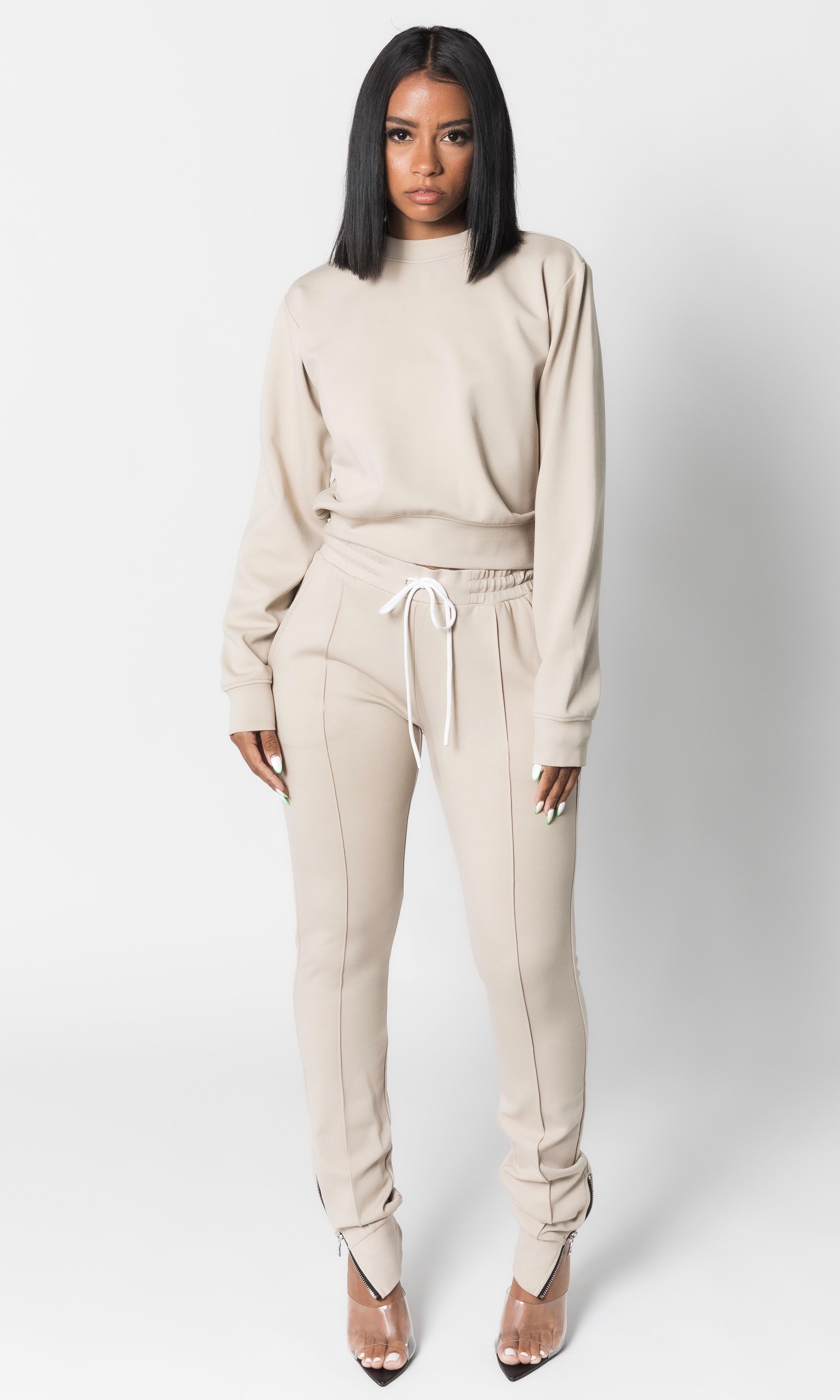 Beige sweatsuit hot sale