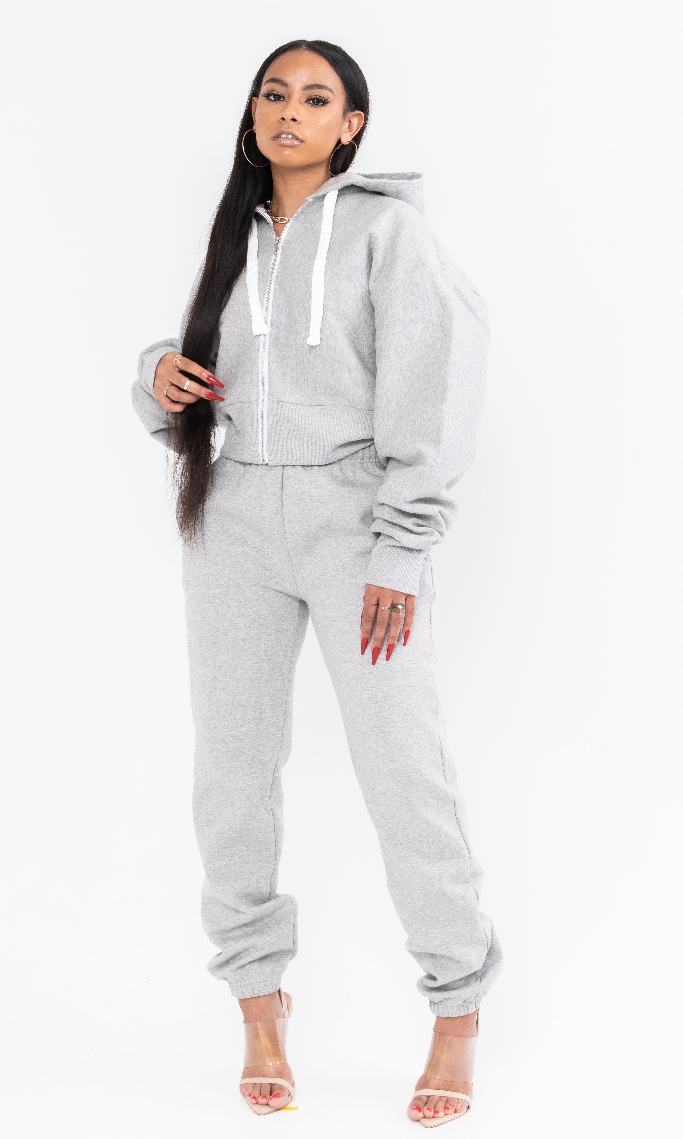 Grey joggers and jumper set hot sale